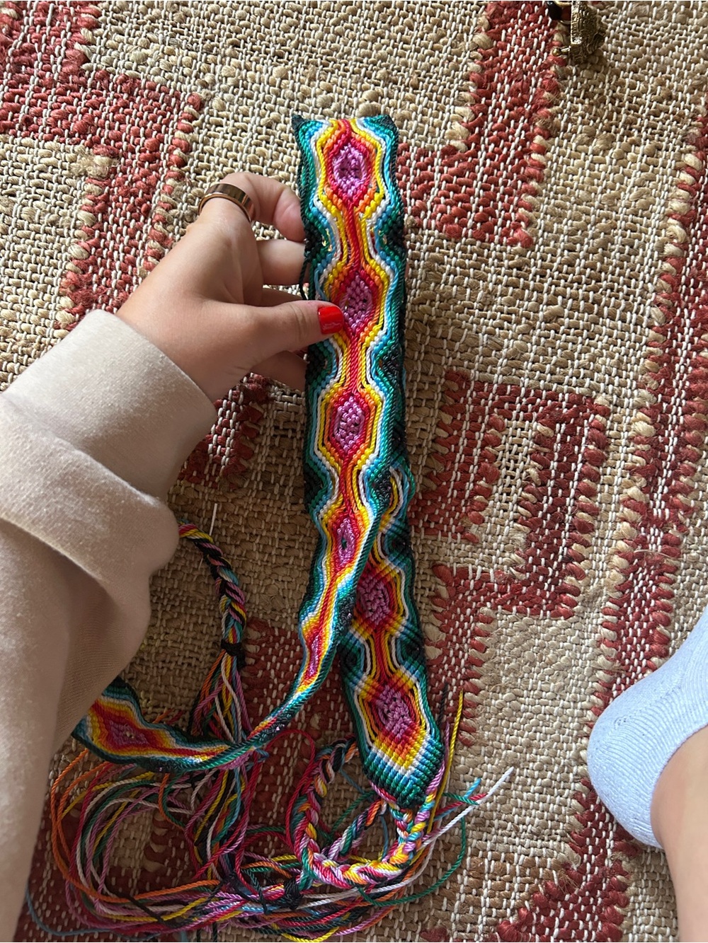 Handwoven Multicolor Belt - Vibrant Rainbow Pattern 46 inch